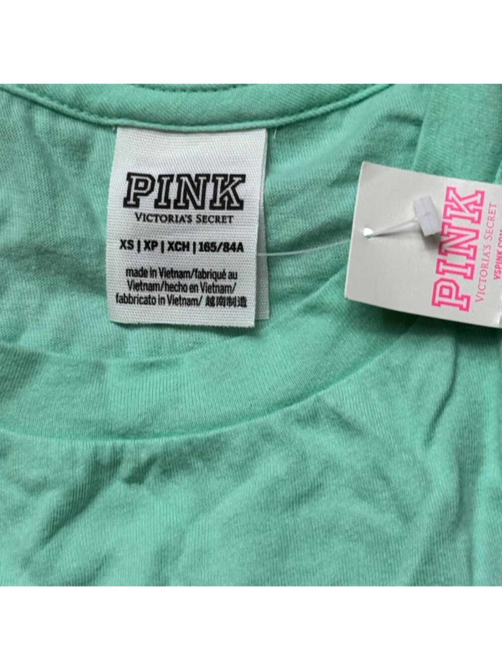 Victoria Secret Pink Chicago Muscle Tank Top XS Mint Green Racerback 100% Cotton - Picture 7 of 8